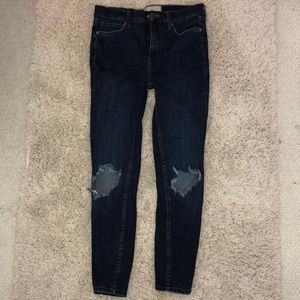 Free People High Rise Busted Knee Skinny Jeans